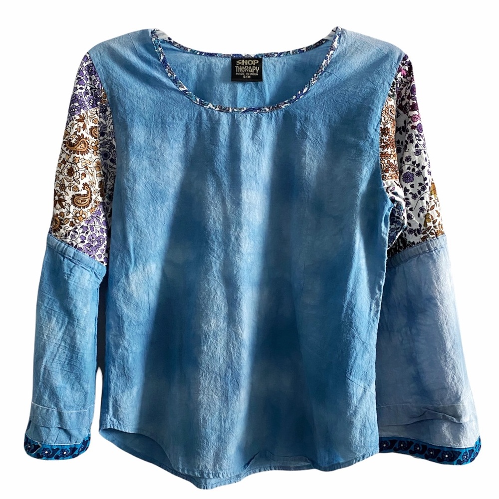 Shop Therapy 100% cotton hippie boho blouse w/ bell sleeves